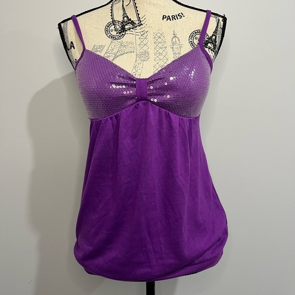 Aris Tops - Y2K Purple Sequin Camisole